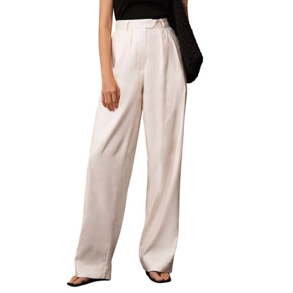 Anthropologie Corey Lynn Calter Pleated Wide Leg Linen Blend Pants Size M - Picture 1 of 7